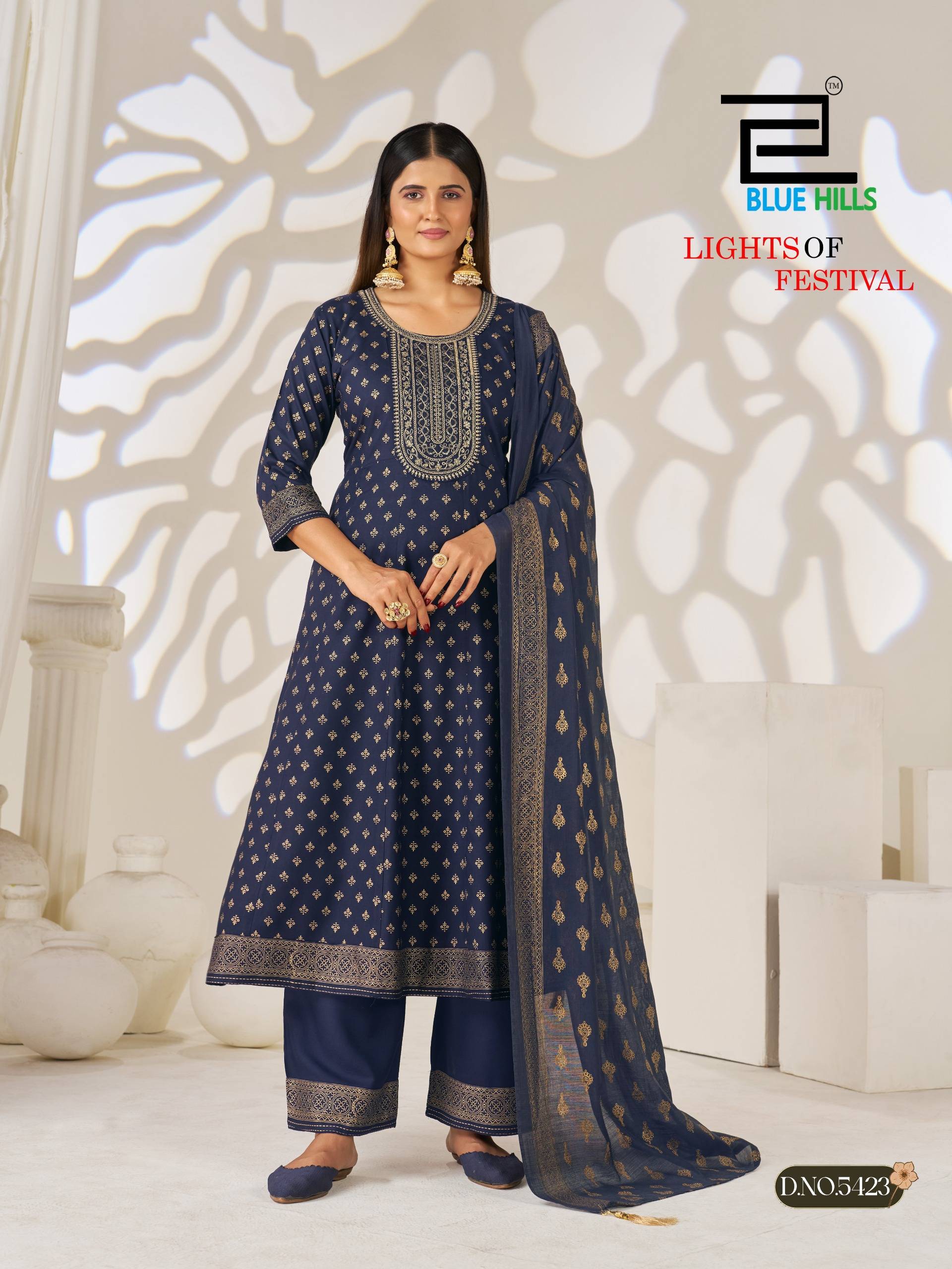 LIGHT OF FESTIVAL By BLUE HILLS 5423 To 5428 Series Stylish Beautiful Colourful Rayon Dresses At Wholesale Price